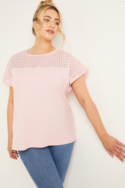 Curve Pink Check Top